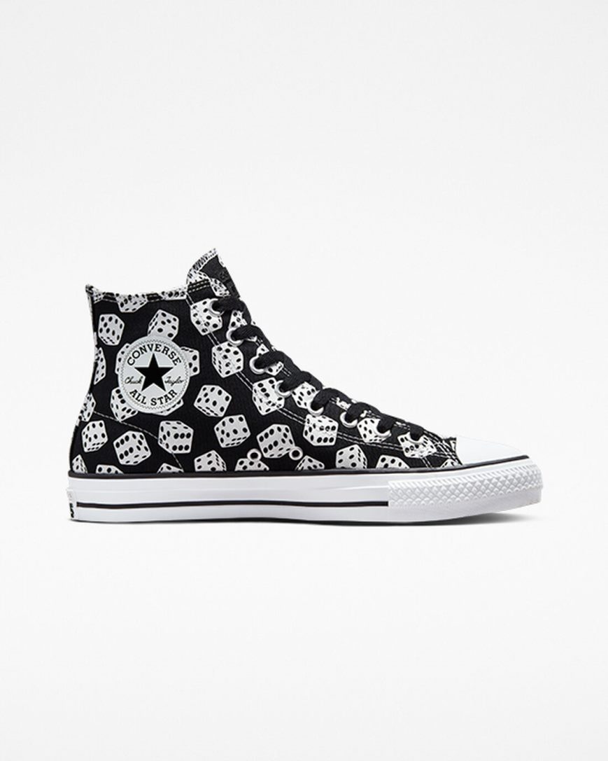 Bascheți Barbati Converse Chuck Taylor All Star Pro Dice Negrii Albi | RO YXIOJ728